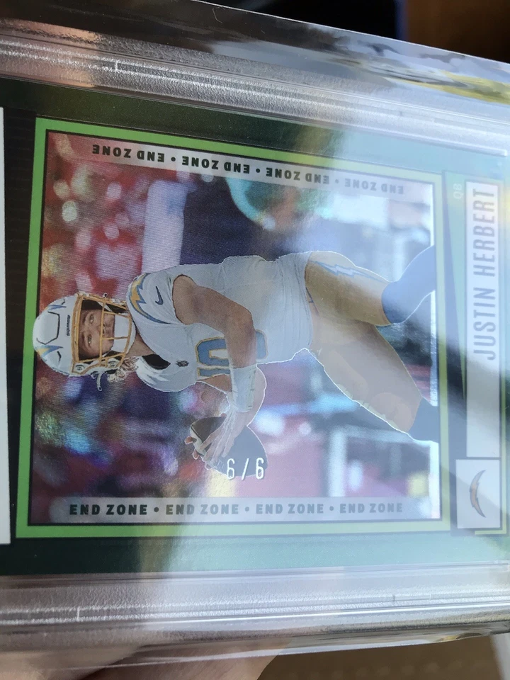 2022 Score Panini Justin Herbert Green END ZONE /6 PSA 10 Gem Mint 136 SSP  - Image 3 of 4