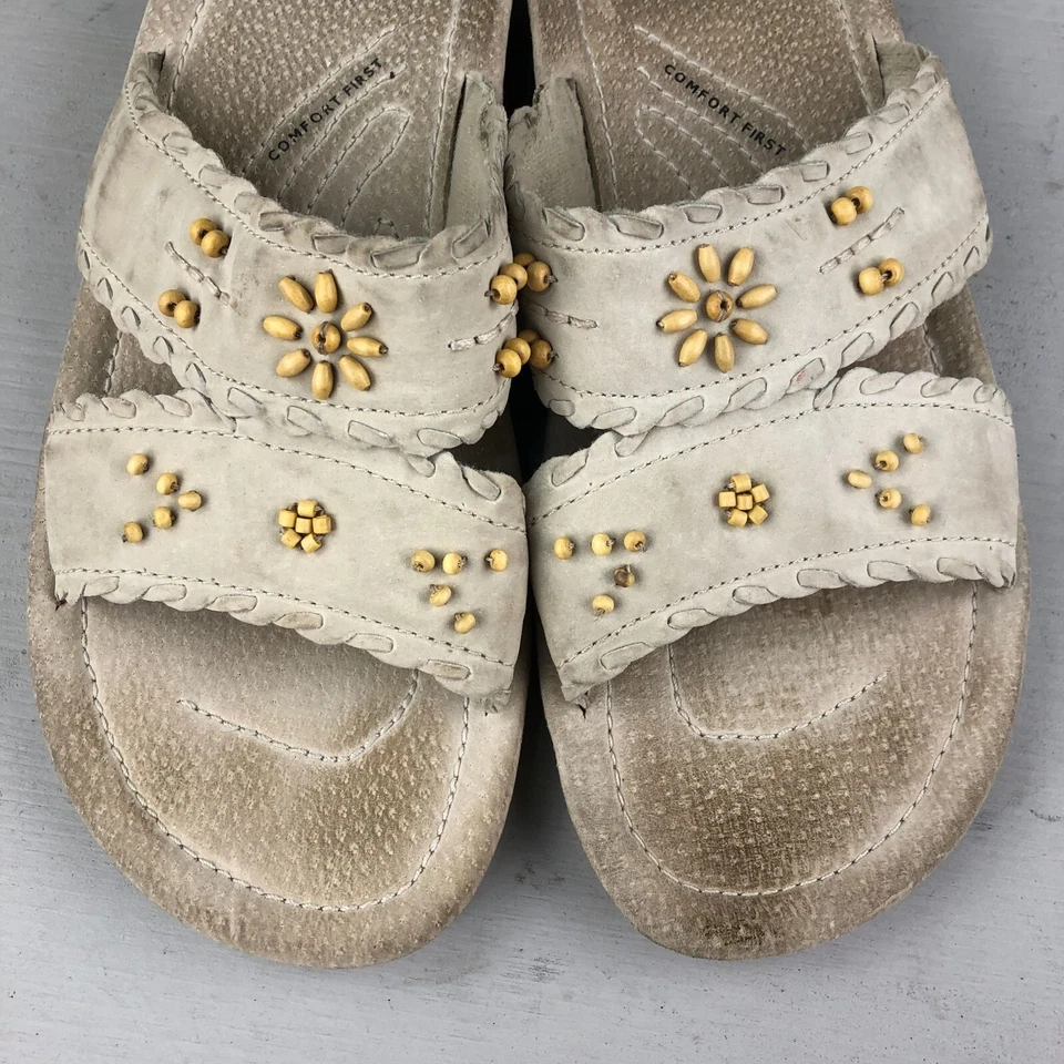 Sandalias Earth Spirit para mujer talla 11 de cuero gris sauce con cuentas punta abierta Foto 4 de 4