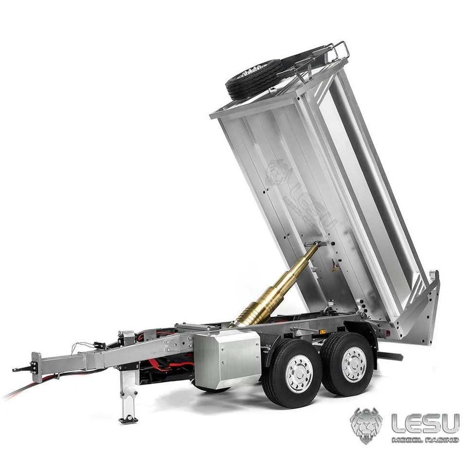 LESU 1/14 Metal RC Hydraulic 2-Axle Self-dumping Full Trailer Cylinder Lights - Image 2 of 4