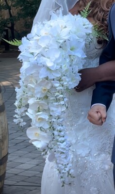 Glamorous Wedding Bouquet Bridal, Silk Flowers, Over The Top 3 Ft Long