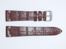 RIOS1931 Embossed Alligator Grain Watch Band Strap 22 mm Mahogany "Hollywood"