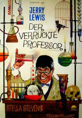 DER VERRÜCKTE PROFESSOR Jerry Lewis EA-Filmplakat Paramount A1 gefaltet 1963