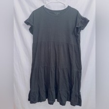 J. Crew Black Short Sleeve Tiered Cotton Mini Dress size small