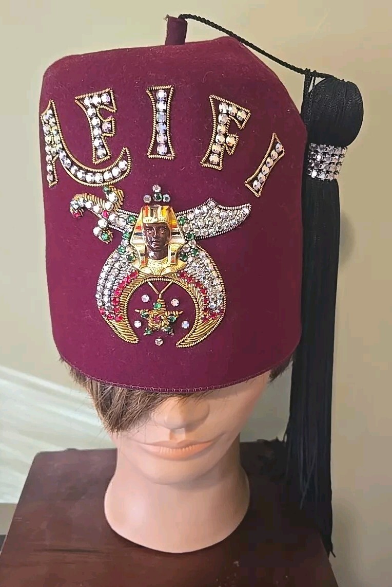 Afifi Fez Bejeweled Shriner Freemason Hat With Case | eBay