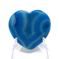 Blue Agate Stone Heart #754- 40mm or 1.5" - Valentines Day  Love Pocket Gemstone