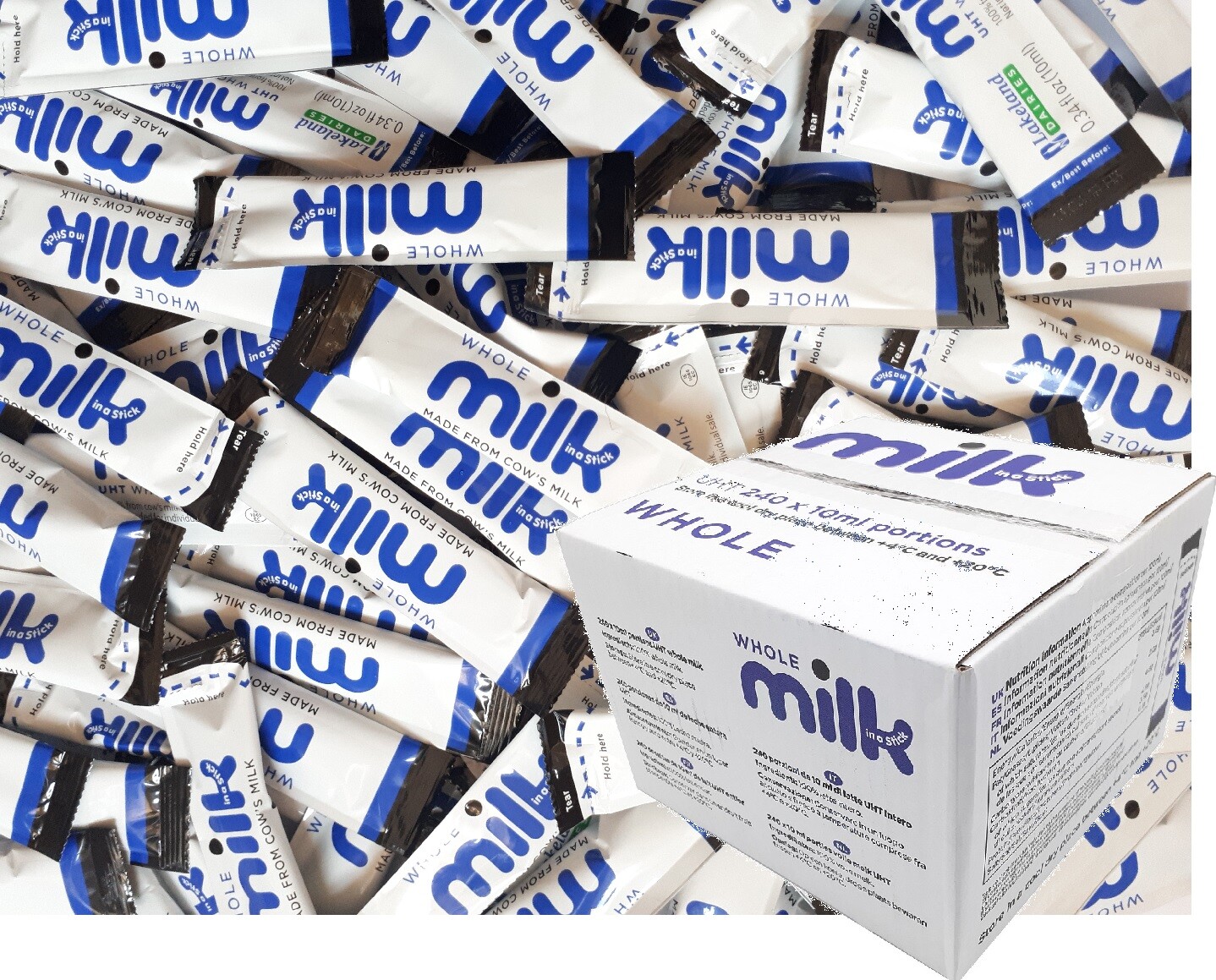 Lakeland Whole Milk 10ml Sticks Sachets Long Life Portions Creamer