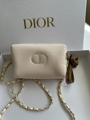 dior cosmetic bag , New Condition, Come With Chain And Charm, No Box.See Pics