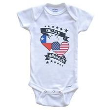 Chilean American Heart Flags Chile America Baby Bodysuit
