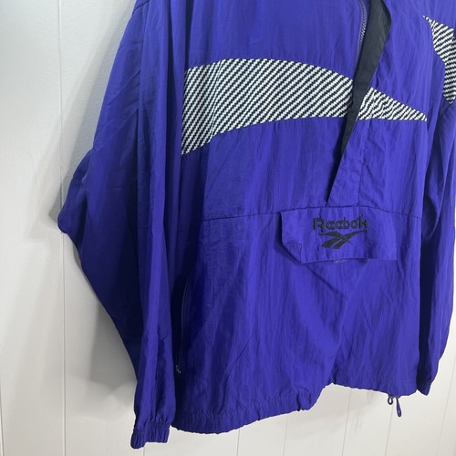 Vintage Reebok Purple Zebra Windbreaker Pullover 1/2 Zip Adult Unisex Size Large - Picture 3 of 19