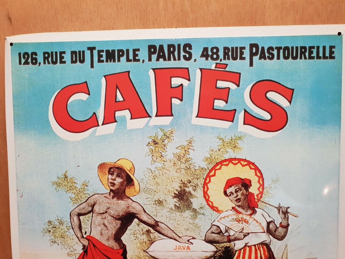 Plaque métal 19 x 19 cm affiche publicitaire boire un bon café pin-up - Esprits Vintage