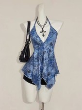 Western-style sexy, stylish V-neck halter tan...