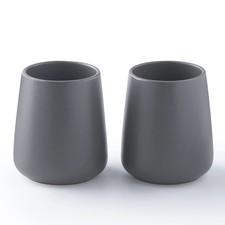 Matte Grey Toothbrush Holders for Bathroom - 2Pcs Ceramic Tooth Brushing Hold...