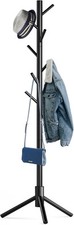 Wooden Tree Coat Rack Stand,Sturdy Freestanding Coat Rack with 8 Hooks