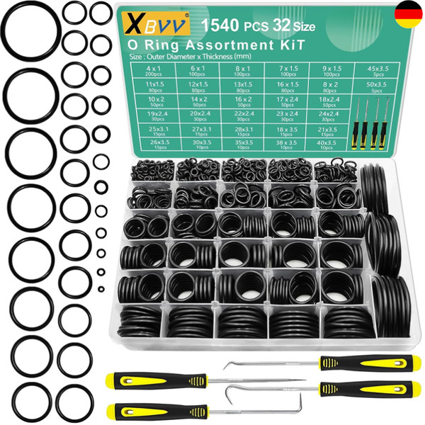 1540 StüCk 32 GrößEn O-Ringe Kit Nitrilkautschuk O-Ring-Sortiment Mit 4 Haken-image