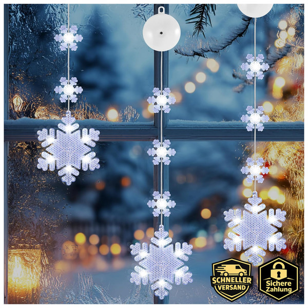 Weihnachtsbeleuchtung Fenster 3 StüCk 8 Modi Auto Timer Weiß Deko Weihnachten-image