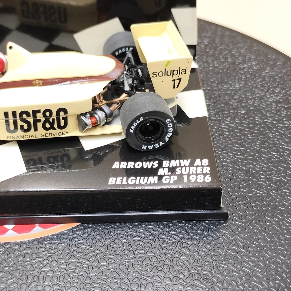 MINICHAMPS 1/43 Arrows BMW A8 Marc Surer #17 Belgium GP 1986 USF&G 400860017 - Image 3 of 4