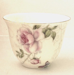 Ten (10) ANGELA Handless Tea Cups Pink Roses Bone China Gold Rims Fitted Box