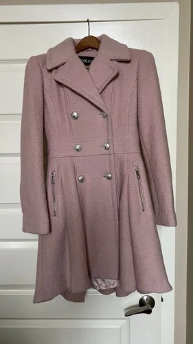 GUESS Pink Double Breasted Wool Blend Winter Pea Coat For Holidays- Extra Small - product listing photo