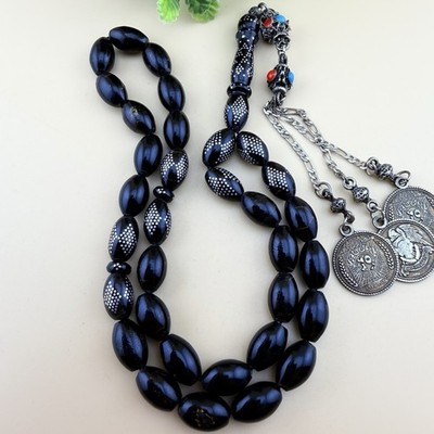 Handmade Yusur 33-bead Islamic Prayer Rosary Tasbih مسباح سبحة يسر مطعم فضة