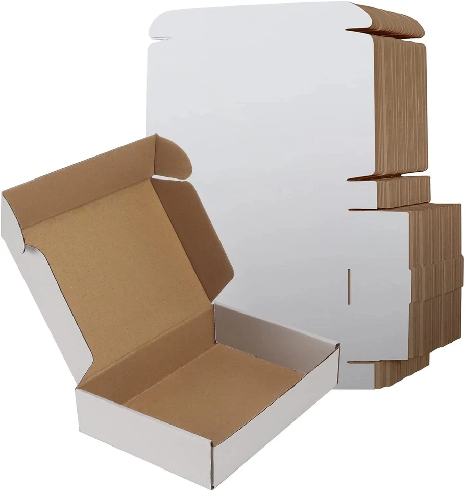 Juego de 50 cajas de envío 9x6x2, caja de cartón corrugado pequeña blanca, caja de correo Foto 3 de 4