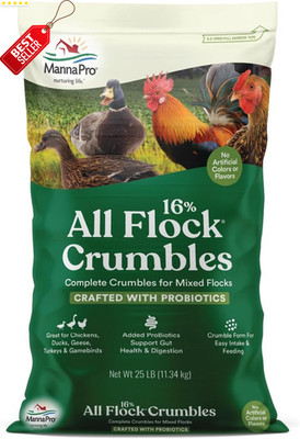 All Flock Crumbles 25lb Poultry Feed 16% Protein with Probiotics Complete US