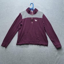 Victoria's Secret PINK Women Sweatshirt L Purple Colorblock Dog Logo