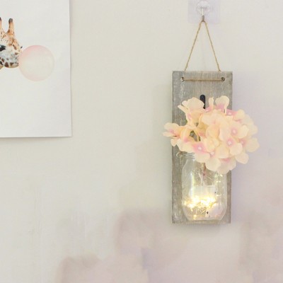 Wall Jar Decor Retro Style Glasflasche Lampe Seidenblume Dekoration Für Zuhau CU