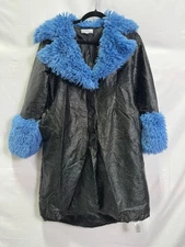 Whit by Whitney Port Black Faux Leather Sherpa Collar Coat Size S