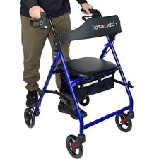 Retaoldth Foldable Rollator Walker with Seat for Seniors, Easy Folding Blue