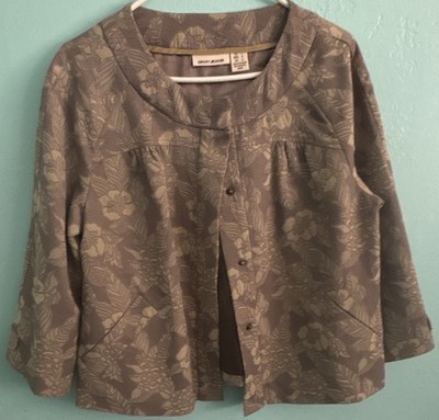 Womens DKNY Floral Button Up Jacket Large Polyester And Cotton Great Condition