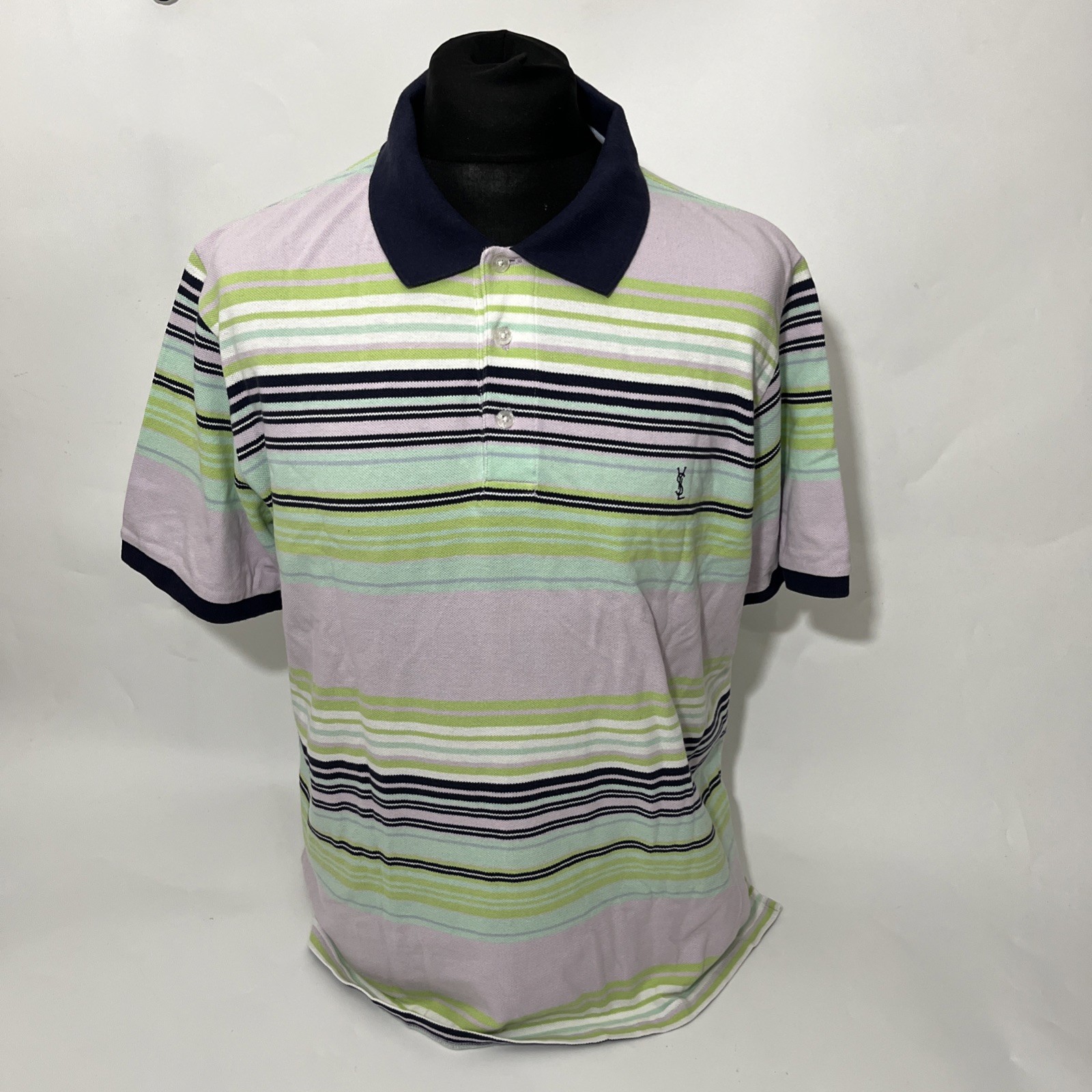 Polo vintage Yves Saint Laurent uomo grande logo YSL anni 90 Y2K a righe