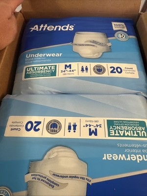 4 Pack (80) Attends Adult Incontinence Pull Up Underwear Diapers M  34-44''