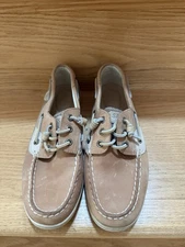Sperry Top-Sider Womens Tan Rosefish Boat Shoes With Barrel Knot Laces Size 7.5M