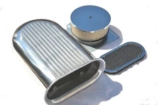 Polished Aluminum Hilborn Style Finned Hood Air Scoop Kit for Single 4 BBL Carb