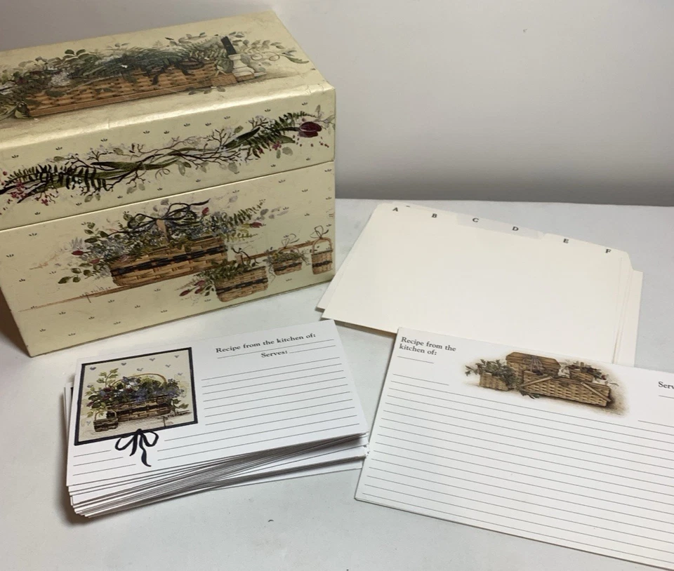 Recipe Box 30 Cards A-Z Dividers Kitchen Garden Wild Vine Farmhouse Vintage - Image 2 of 4