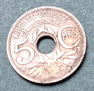 Pièce de monnaie 5 centimes Lindauer 1922 République Française - Photo 1/2