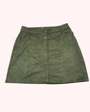 Wonder Nation Girls Green A-Line Button Front Skirt XL 14-16 Adjustable Waist
