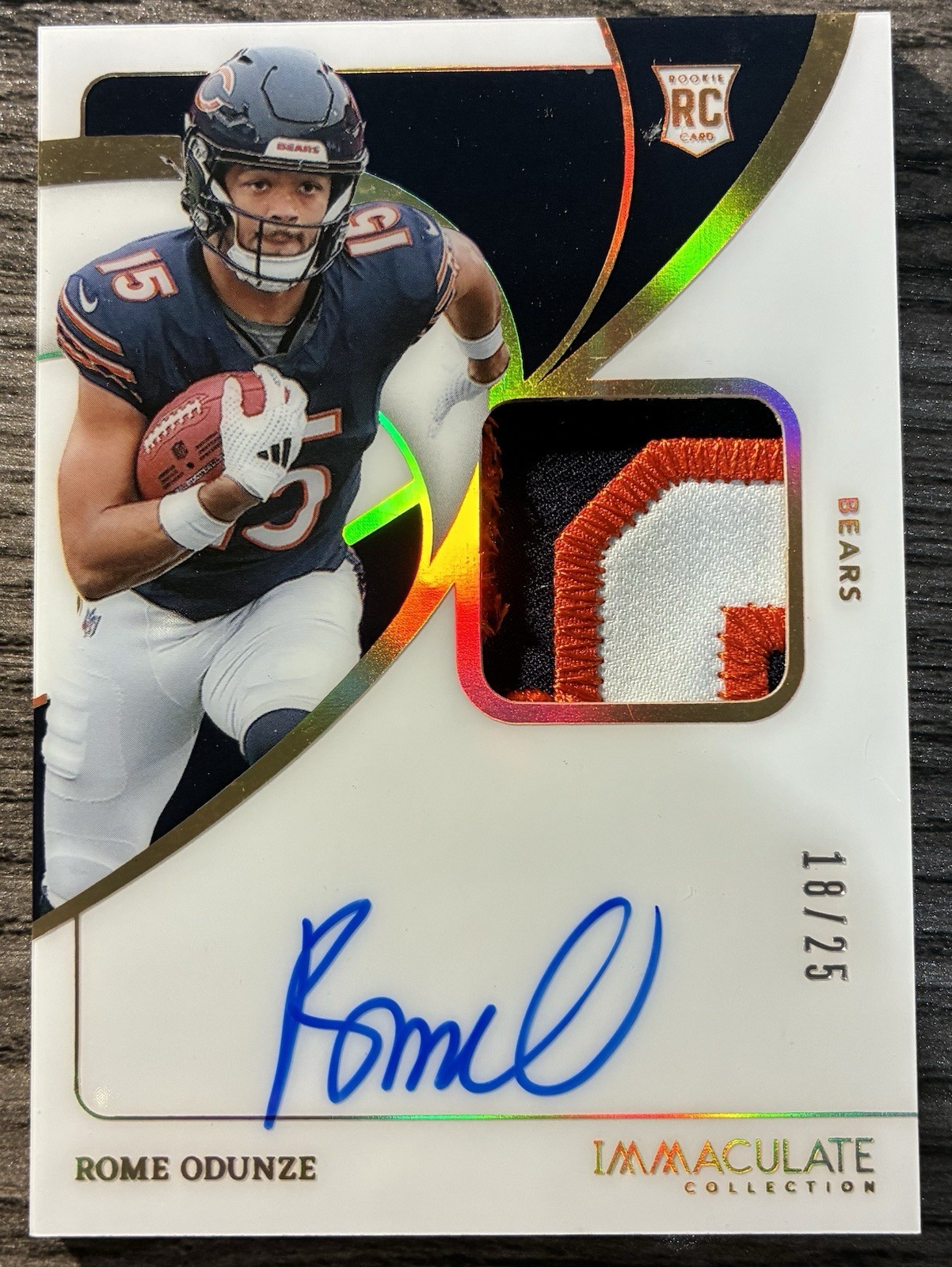 2024 Panini Immaculate Rome Odunze Gold Premium RPA /25 On-Card Auto #104 Rookie