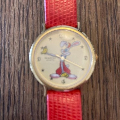 Disney Roger Rabbit Red Leather Strap Quartz Watch Character