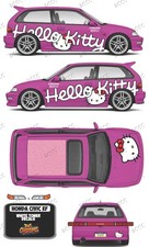 Honda Civic Ef White Toner Decals Hell0 Kitty