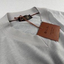 Loro Piana Men's Cashmere Silk Blend Sweater Light Gray EU 52