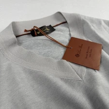 Loro Piana Men's Cashmere Silk Blend Sweater Light Gray EU 52