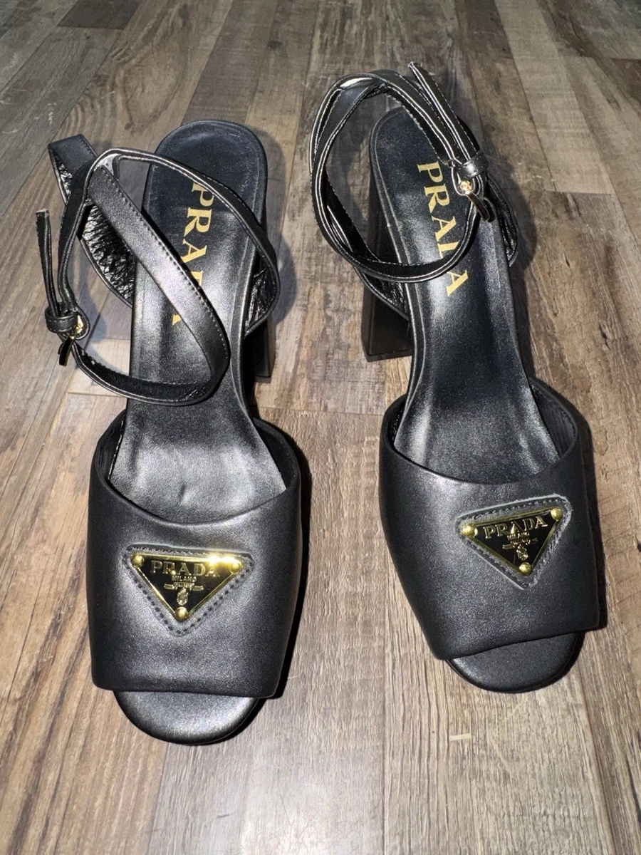 PRADA Women's Block High (3-3.9 in) Heel Height Sandals for Women
