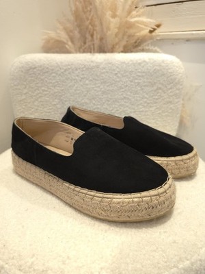 Marks & Spencer Echt Wildleder Plateau Espadrilles Schuhe UK 7 EU 40 Schwarz