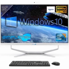 All In One AIO 24" Touchscreen Windows 10 Core I3 16GB 480GB Desktop Webcam 2K