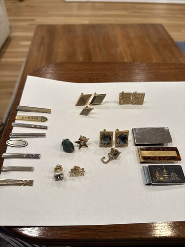 Lot Of Antique Men’s Tie Pins/ Tie Clips/ Cufflinks / Money Clips 23 Pieces