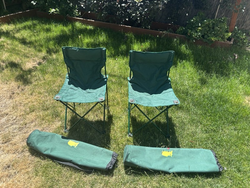 Pair of Authentic Masters Tournament Folding Chairs with Carry Bags (Excellent)