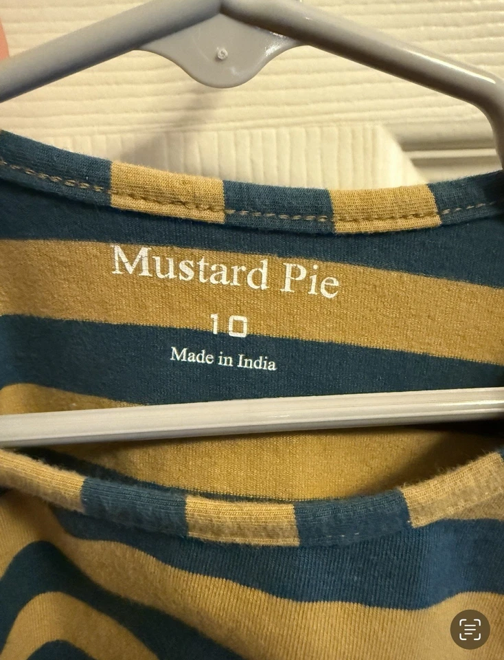 Top Mostaza Pie Niñas Rayas Volantes Manga Talla 10 Azul Mostaza Otoño Foto 2 de 2