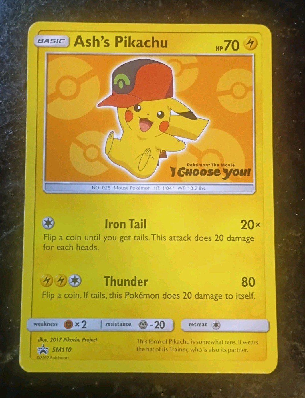 👀🔥Pokemon - Ash's Pikachu SM110 Sun & Moon Black Star Promo - Mint 🔥 Mint❗