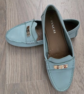 Coach Frederica Mint Green Pebble Leather Loafer Flat Shoes A5175 9.5